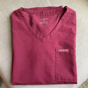 Jaanuu Women’s V-Neck Scrub Top in Wine